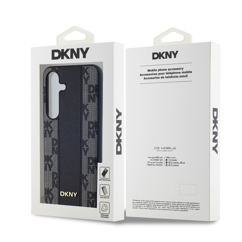 DKNY PU bőr kockás mintás Magsafe hátlap Samsung Galaxy S24+ fekete