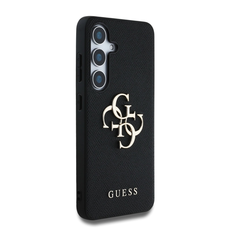 Guess PU szemcsés 4G fém logós hátlap Samsung Galaxy S25+ fekete