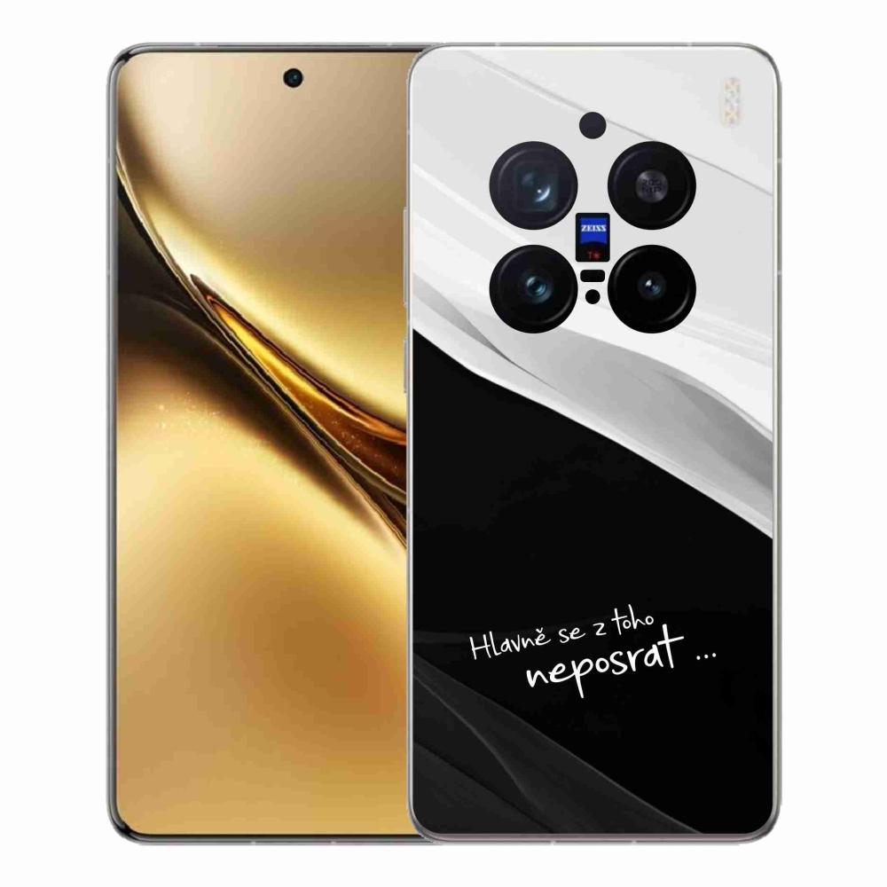 Gél borító mmCase a Vivo X200 Pro 5G készülékhez - vicces szöveg 13 fekete és fehér háttérrel