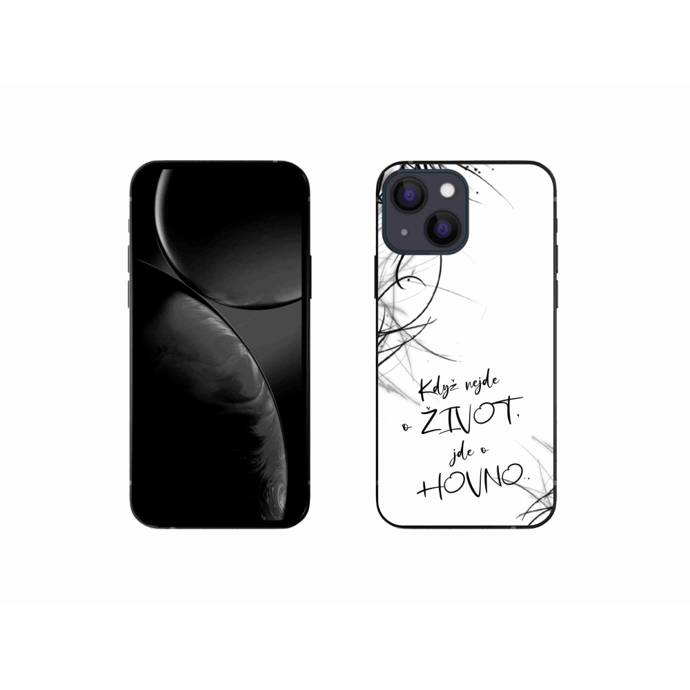 Gél borítás mmCase iPhone 13 mini 5.4 készülékhez - vicces szöveg 16 fehér háttér