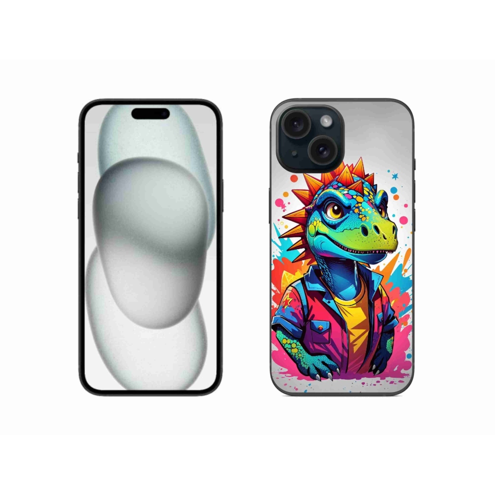 Zselés borítás mmCase iPhone 15 készülékhez - színes dinoszaurusz