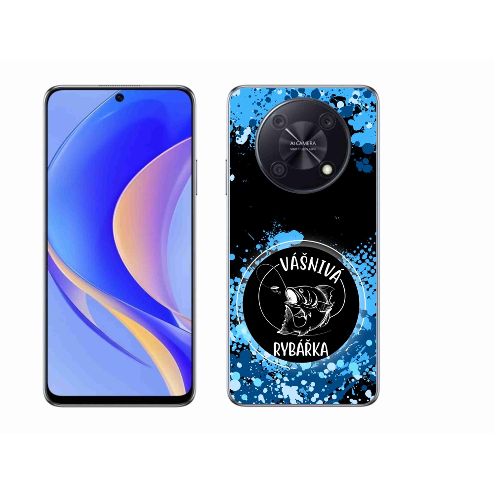 Gél borító mmCase a Huawei Nova Y90-hez - szenvedélyes halásznő fekete háttérrel