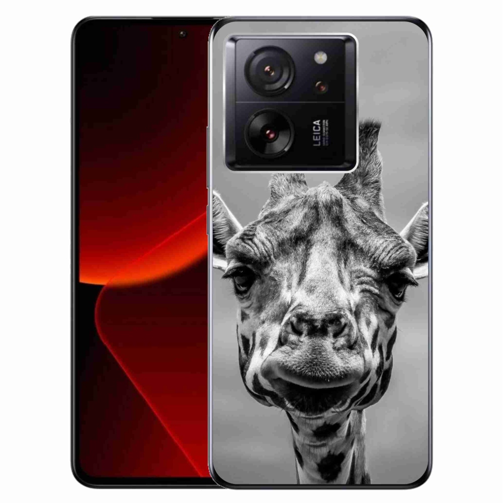 Zselés borítás mmCase a Xiaomi 13T/13T Pro számára - fekete-fehér zsiráf
