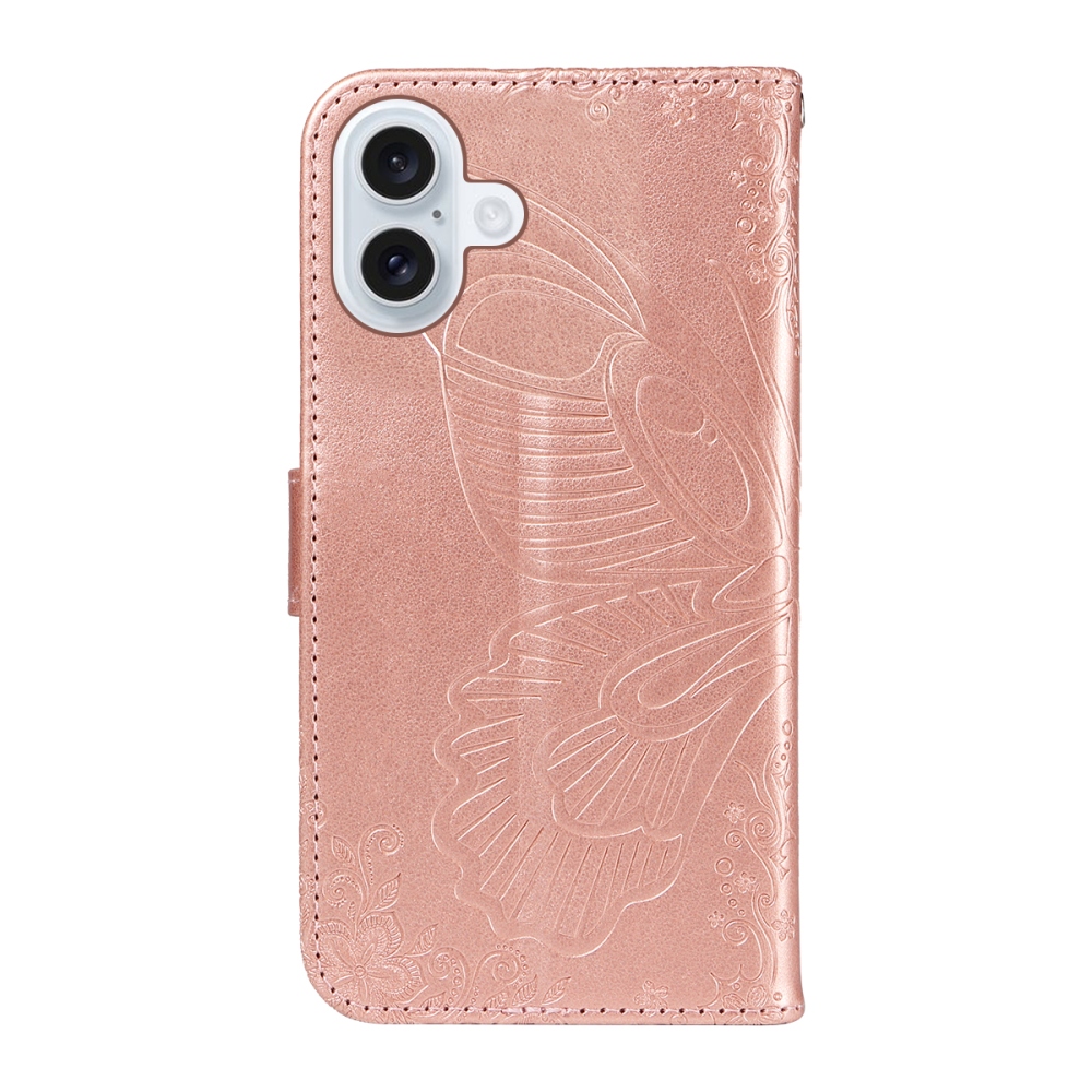 Virágos pillangó könyv tok iPhone 17 készülékhez - rózsaarany