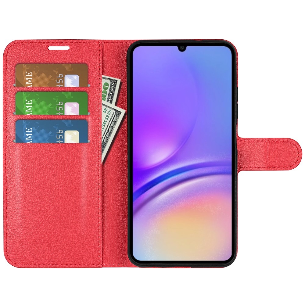 Litchi könyv tok Samsung Galaxy A07 4G - piros