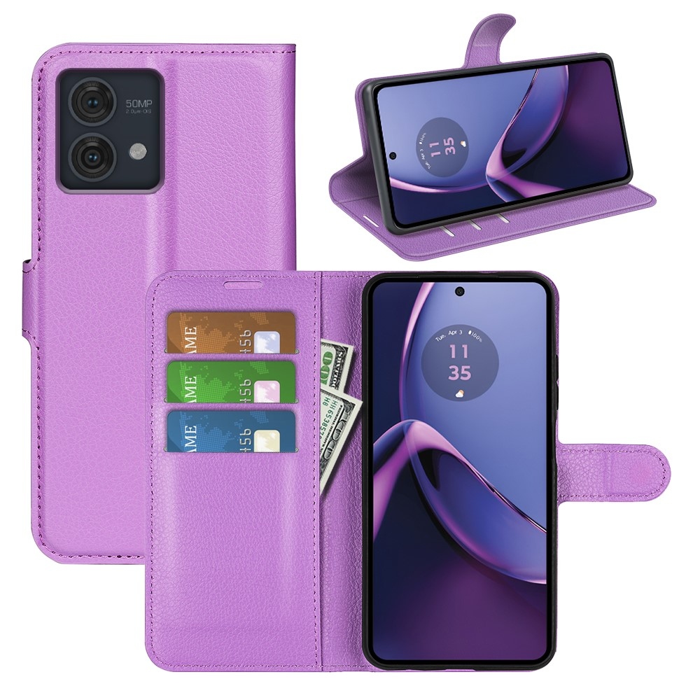 Litchi könyv tok a Motorola Moto G84 5G-hez - lila