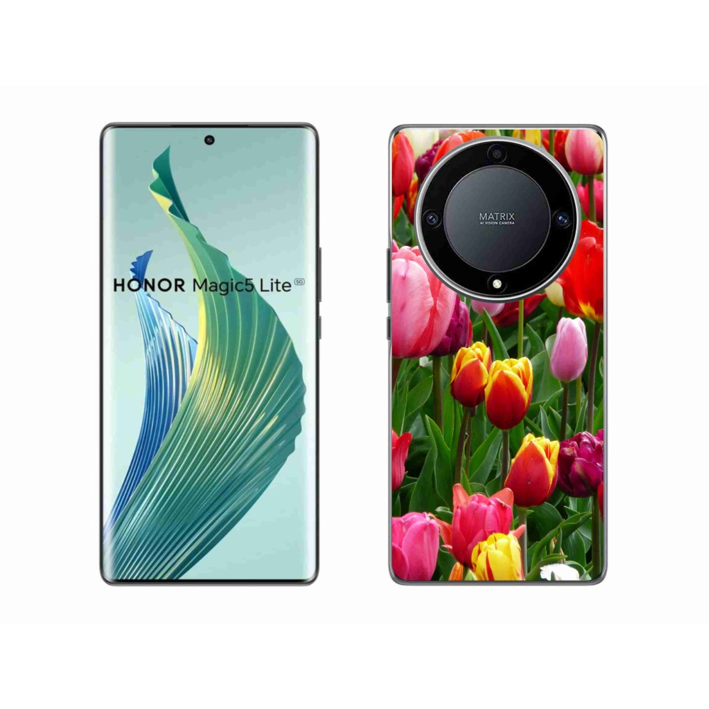 Zselés borítás mmCase a Honor Magic 5 Lite 5G számára - tulipánok