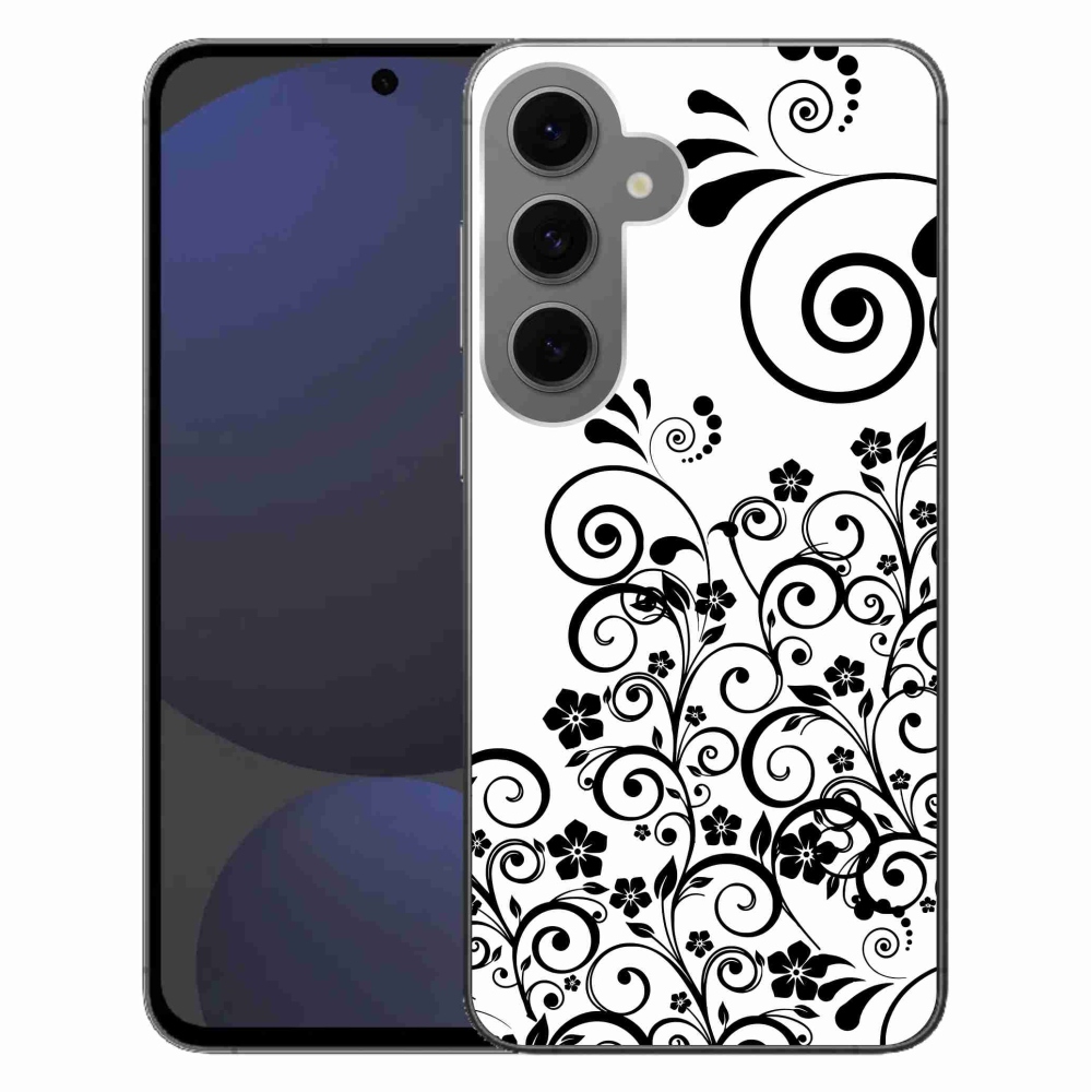 Zselés borítás mmCase Samsung Galaxy S24 FE készülékhez - fekete-fehér virágminták