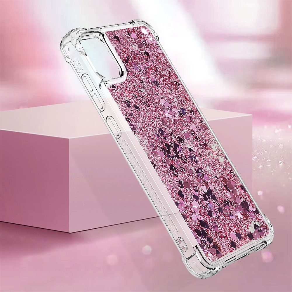 Glitter homokóra zselés tok Samsung Galaxy A06 4G - rózsaarany/szív