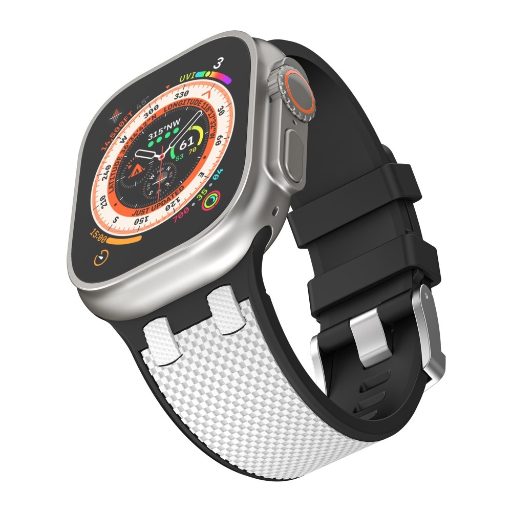 Sport szilikon szíj az Apple Watch Ultra/Ultra 2 49mm/SE/SE 2022/2023 44mm/9/8/7 45mm/6/5/4 44mm/3/2/1 42 mm-es órához - fekete/fehér