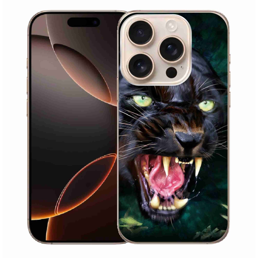 Zselés borítás mmCase iPhone 16 Pro Max készülékhez - dühös fekete párduc