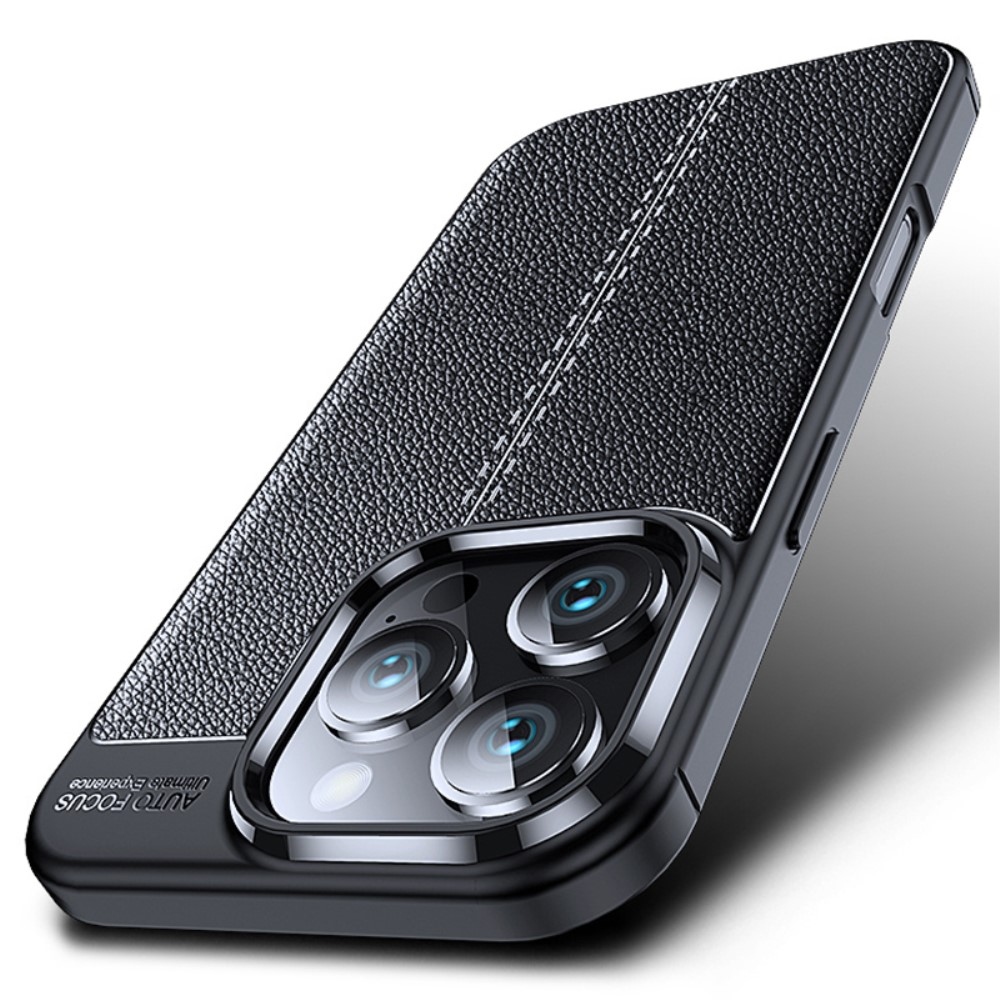 Litchi tartós zselés tok iPhone 16 Pro Max készülékhez - fekete