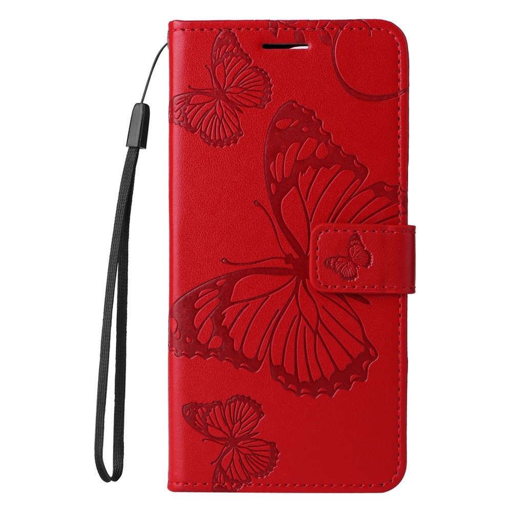 Nagy pillangó könyv tok Huawei Nova Y61-hez - piros