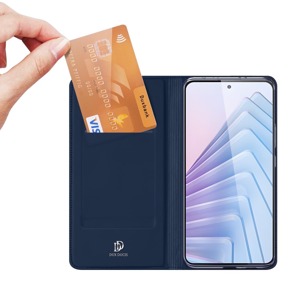 DUX könyvtáska Xiaomi Redmi Note 14 5G - sötétkék színben