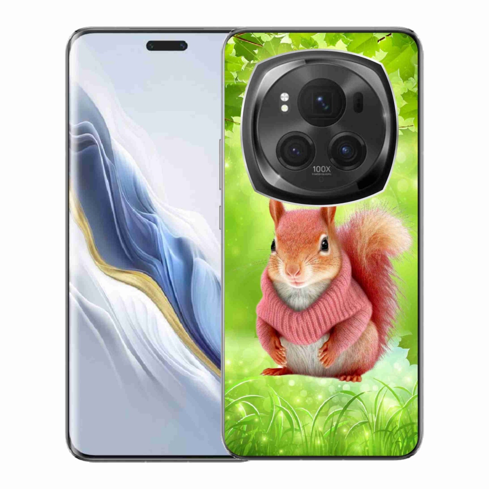 Zselés borítás mmCase a Honor Magic 6 Pro 5G számára - mókus pulóverben