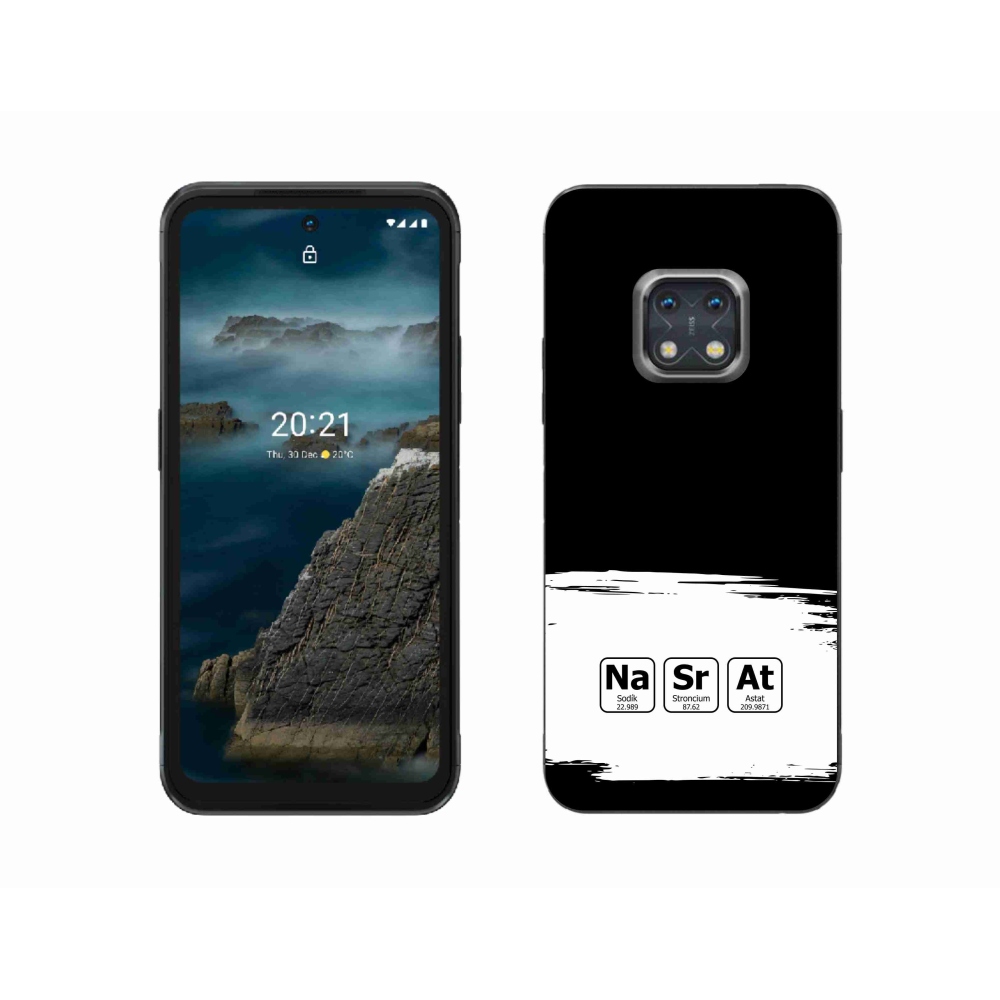 Zselés borító mmCase a Nokia XR20 készülékhez - kémiai elemek fehér és fekete háttérrel