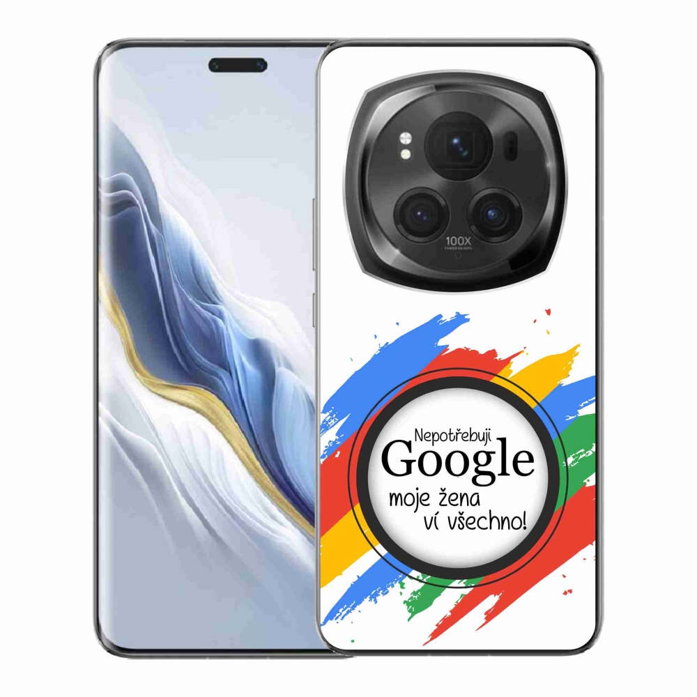 Gél borító mmCase a Honor Magic 6 Pro 5G - nő tudja, hogy minden fehér háttérrel