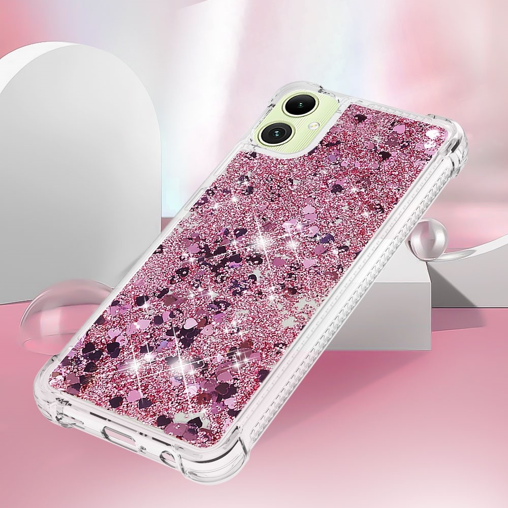 Glitter homokóra zselés tok Samsung Galaxy A06 4G - rózsaarany/szív