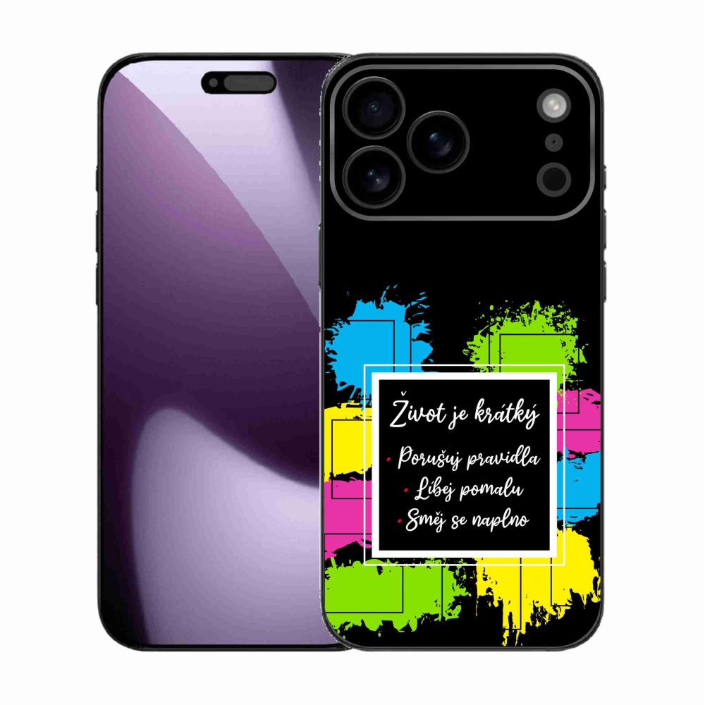 Gél borítás mmCase iPhone 17 Pro Max készülékhez - Idézet 5 fekete háttér