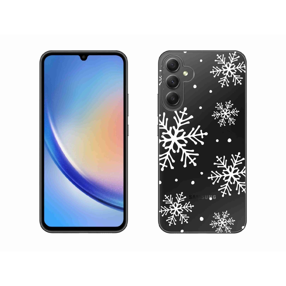 Zselés borítás mmCase Samsung Galaxy A34 5G készülékhez - fehér pelyhek átlátszó háttéren