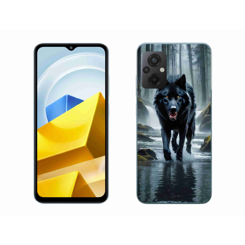 Gél borítás mmCase a Xiaomi Poco M5 4G-hez - fekete farkas