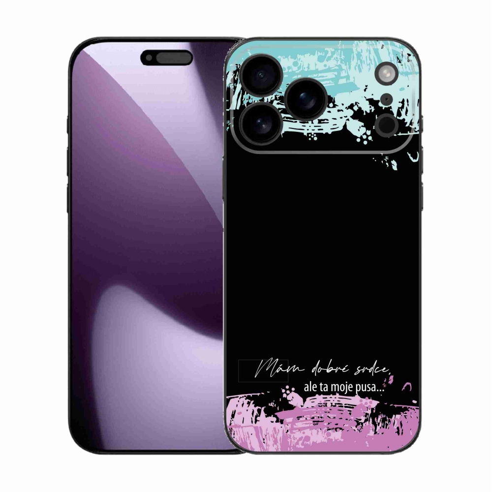 Gél borítás mmCase iPhone 17 Pro Max készülékhez - vicces szöveg 3 fekete háttér