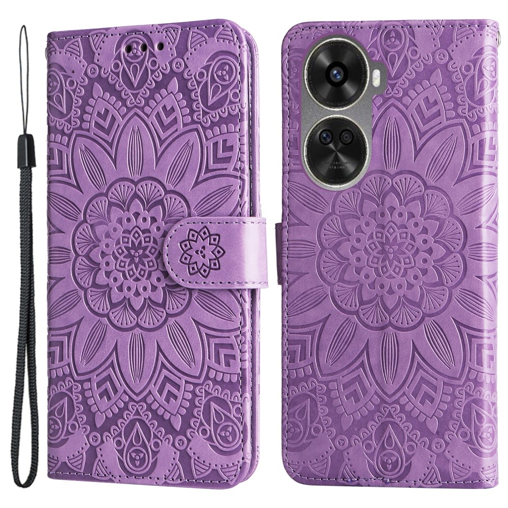 Napraforgó könyv tok Huawei Nova 12 SE-hez - lila