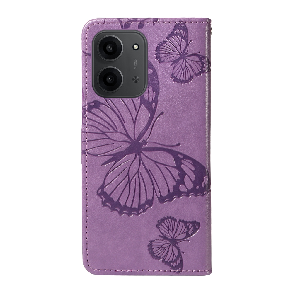 Nagy pillangó könyv tok Xiaomi Redmi 15C 4G/5G (173mm) - lila