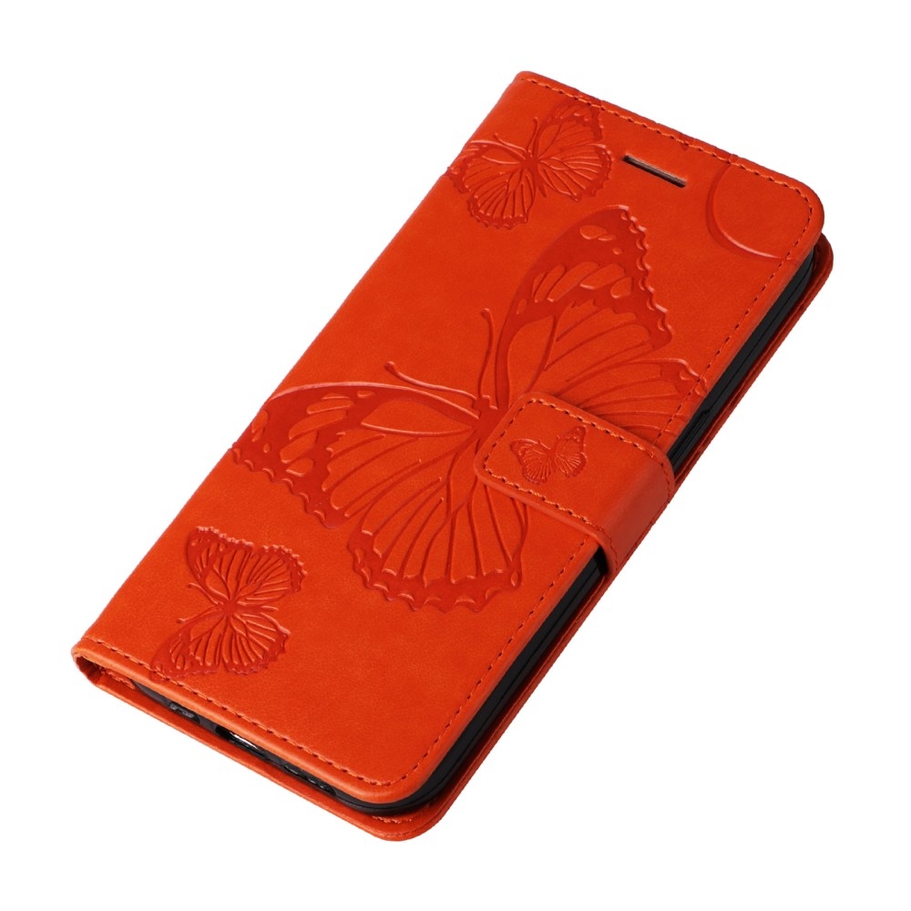 Nagy pillangó könyv tok Xiaomi Redmi Note 14 5G - narancssárga színben