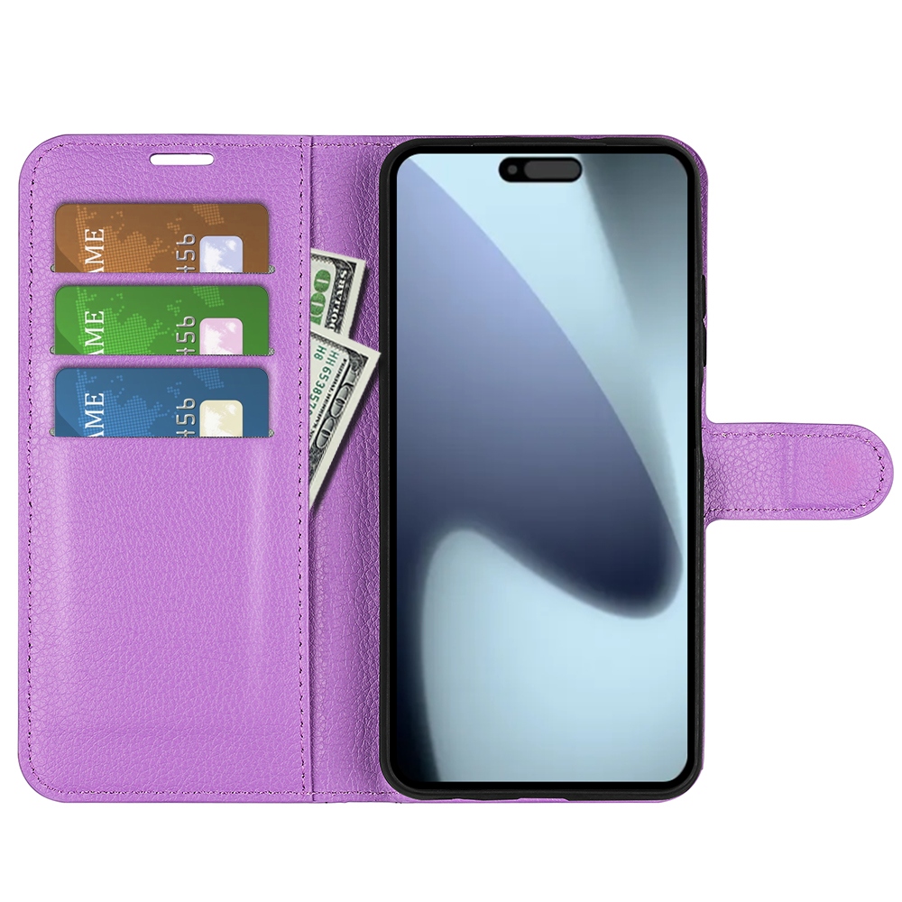 Litchi könyvtáska iPhone 17 készülékhez - lila