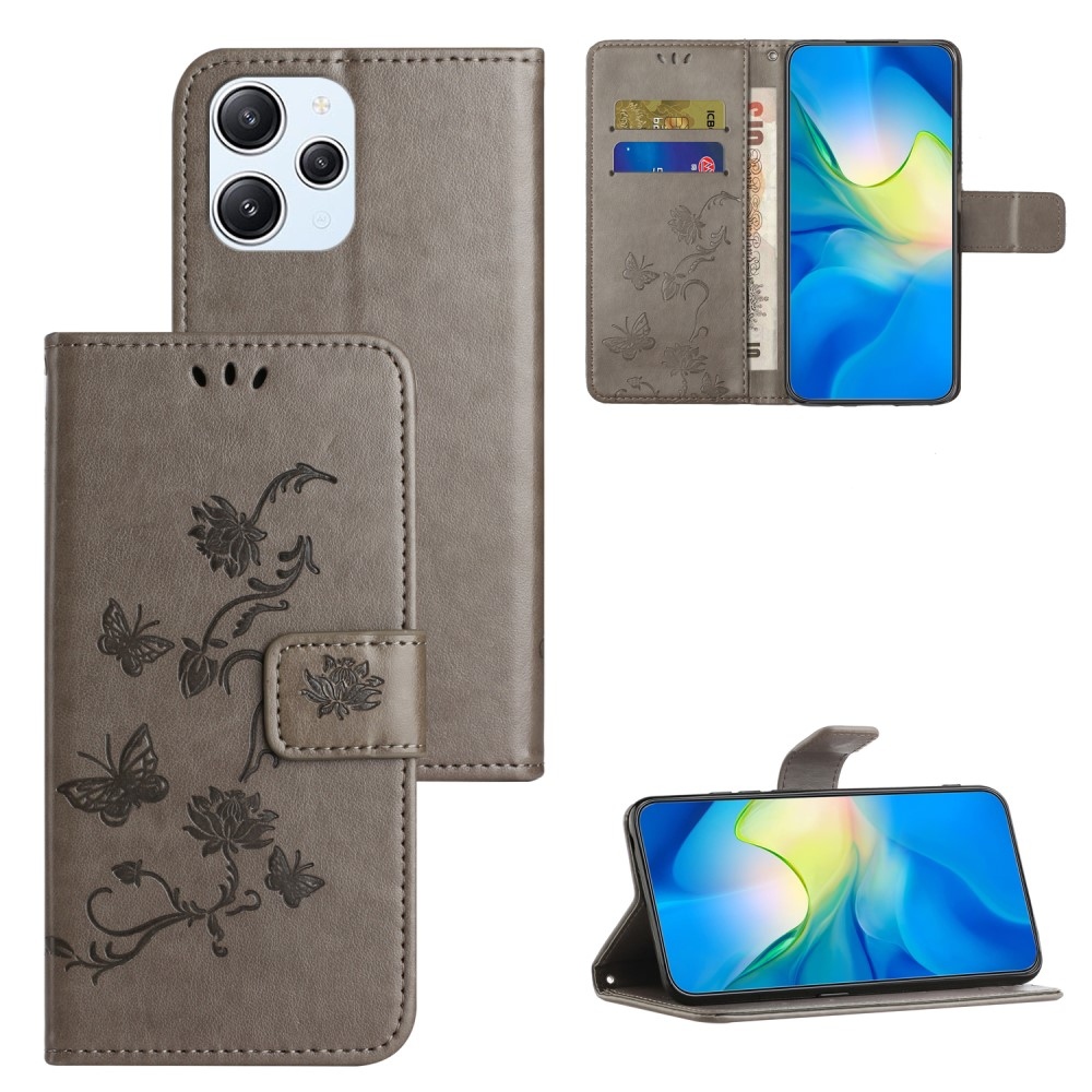 Virágos könyv tok a Xiaomi Redmi 12 4G/5G készülékhez - szürke