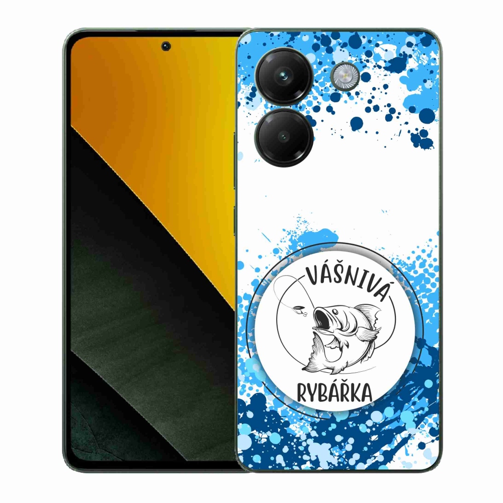Gél borító mmCase a Xiaomi Poco M7 Pro 5G számára - szenvedélyes halász fehér háttérrel