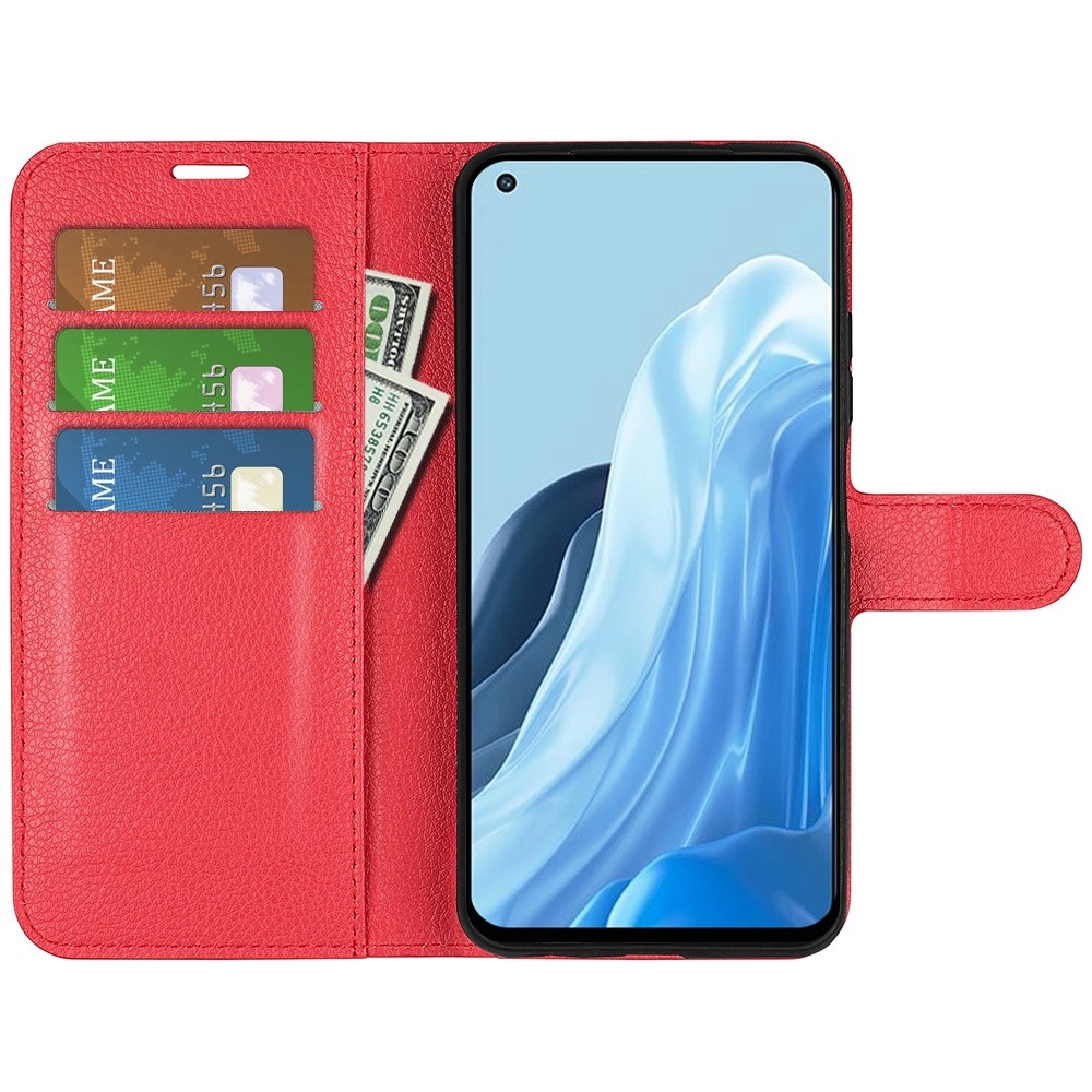 Litchi könyv tok Oppo Find X5 Lite-hoz - piros