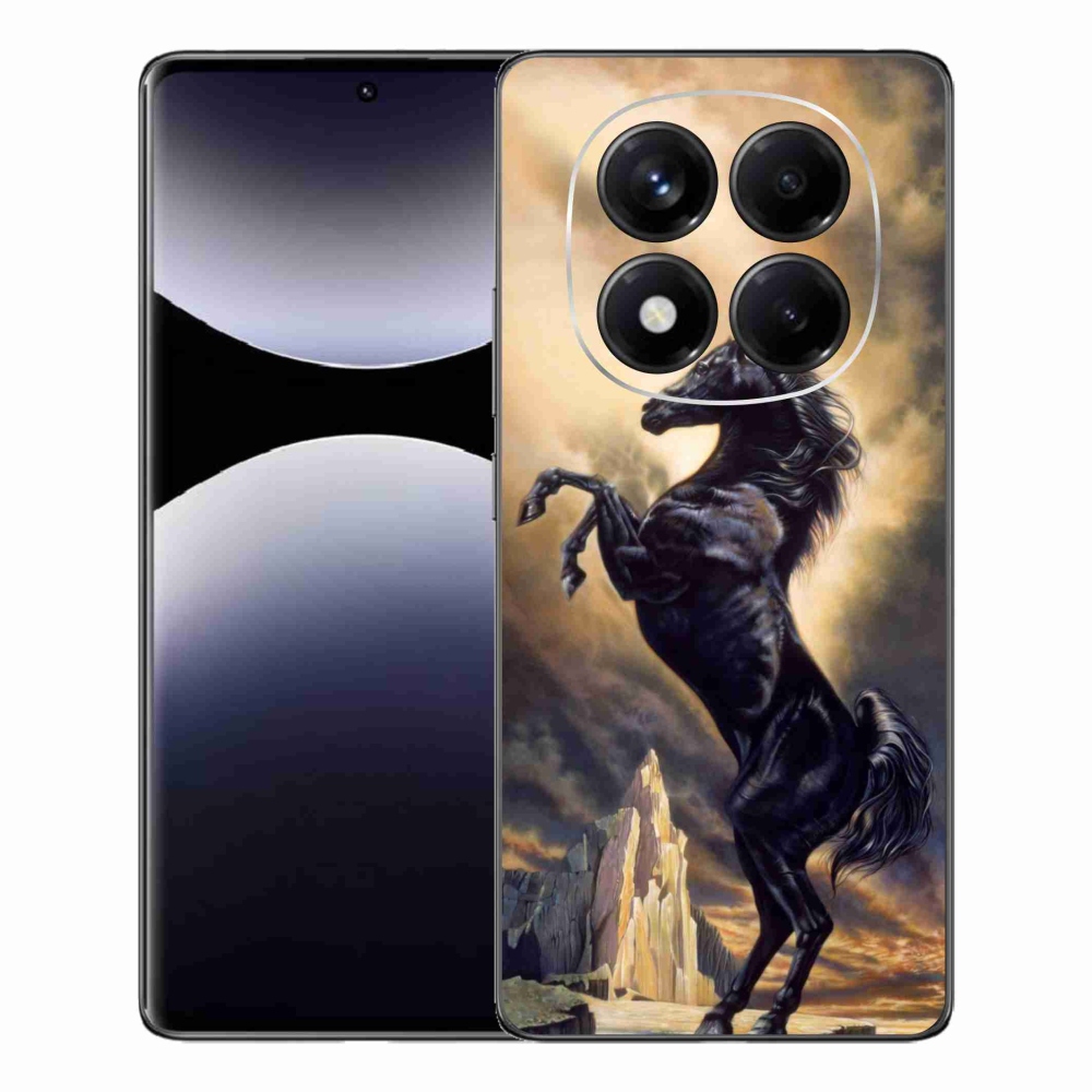 Gél borítás mmCase a Xiaomi Redmi Note 14 Pro-hoz - fekete rajzfilm ló