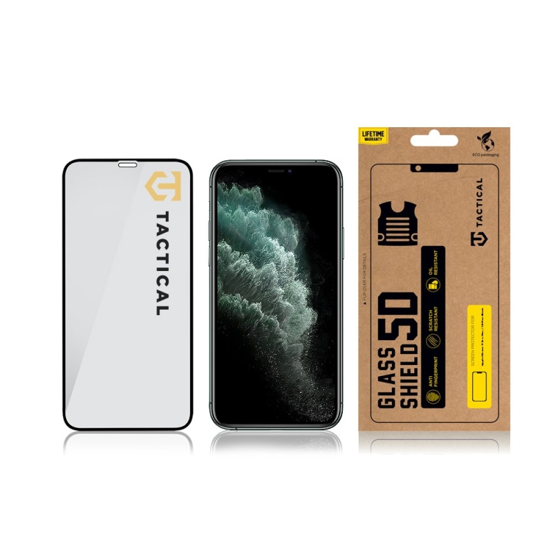 Taktikai üvegpajzs 5D üveg Apple iPhone 11 Pro Max / XS Max készülékhez Fekete