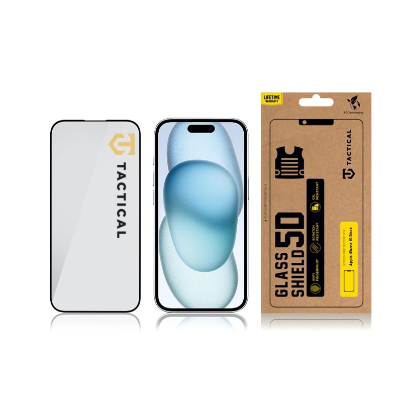 Tactical Glass Shield 5D üveg az Apple iPhone 15 készülékhez Fekete