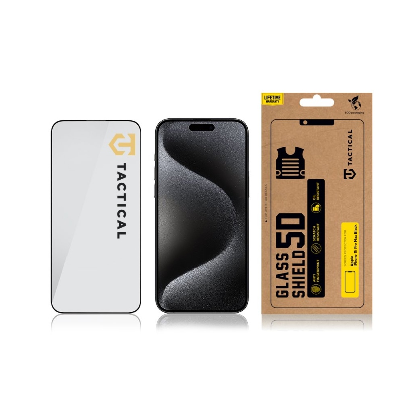 Tactical Glass Shield 5D üveg az Apple iPhone 15 Pro Max készülékhez Fekete