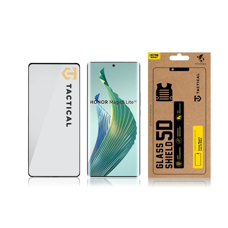 Taktikai üvegpajzs 5D üveg a Honor Magic5 Lite 5G Fekete számára