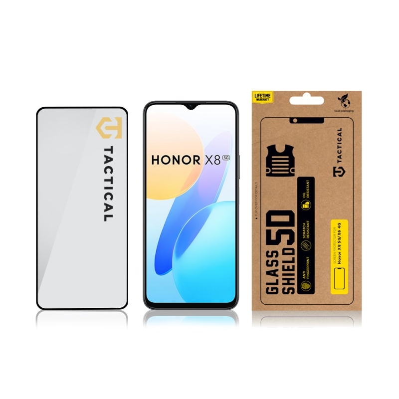 Taktikai üvegpajzs 5D üveg a Honor X8 5G/X6 4G/70 Lite-hoz Fekete