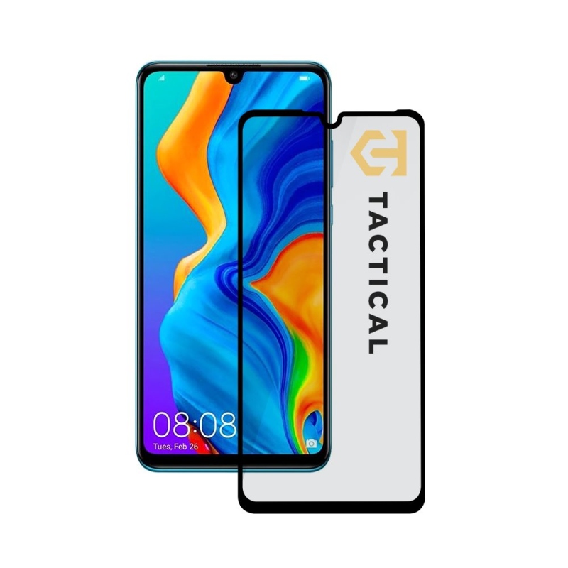 Taktikai üvegpajzs 5D üveg Huawei P30 lite Fekete