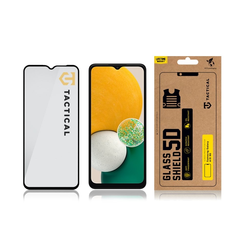 Taktikai üvegpajzs 5D üveg a Samsung Galaxy A13 4G/5G/A04s készülékhez Fekete