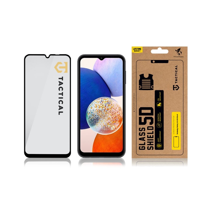 Taktikai üvegpajzs 5D üveg a Samsung Galaxy A14 5G Fekete számára