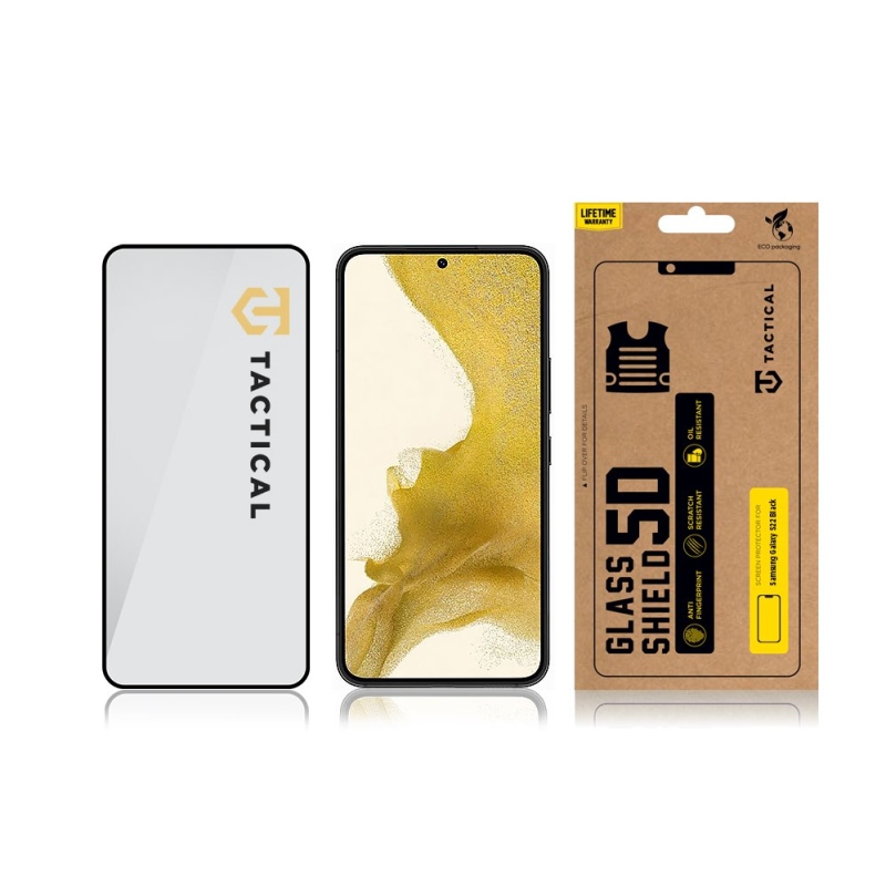 Taktikai üvegpajzs 5D üveg Samsung Galaxy S22 Fekete