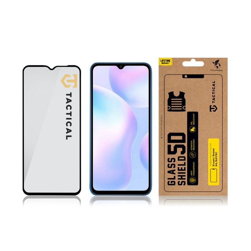 Taktikai üvegpajzs 5D üveg a Xiaomi Redmi 9A/9AT/9C Fekete számára