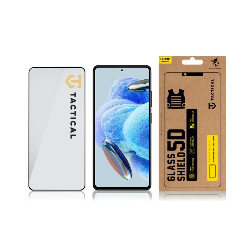 Taktikai üvegpajzs 5D üveg a Xiaomi Redmi Note 12 Pro 5G Fekete számára