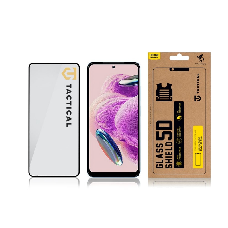 Taktikai üvegpajzs 5D üveg a Xiaomi Redmi Note 12S Fekete számára