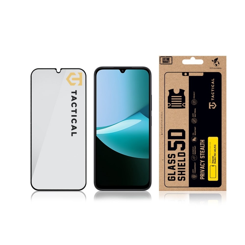 Taktikai üvegpajzs Privacy Stealth 5D üveg a Xiaomi Redmi 15C 4G/5G számára fekete