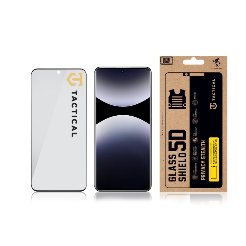 Taktikai üvegpajzs Privacy Stealth 5D üveg a Xiaomi Redmi Note 14 Pro 4G/5G/Poco X7 5G fekete számára