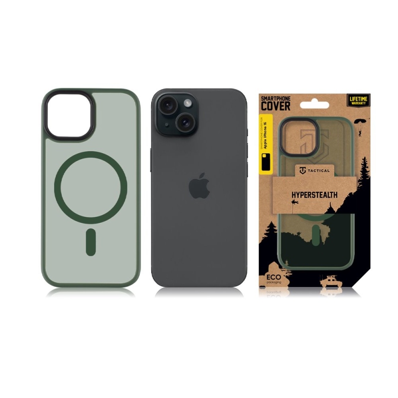 Taktikai MagForce Hyperstealth borító iPhone 15-hez Erdei zöld