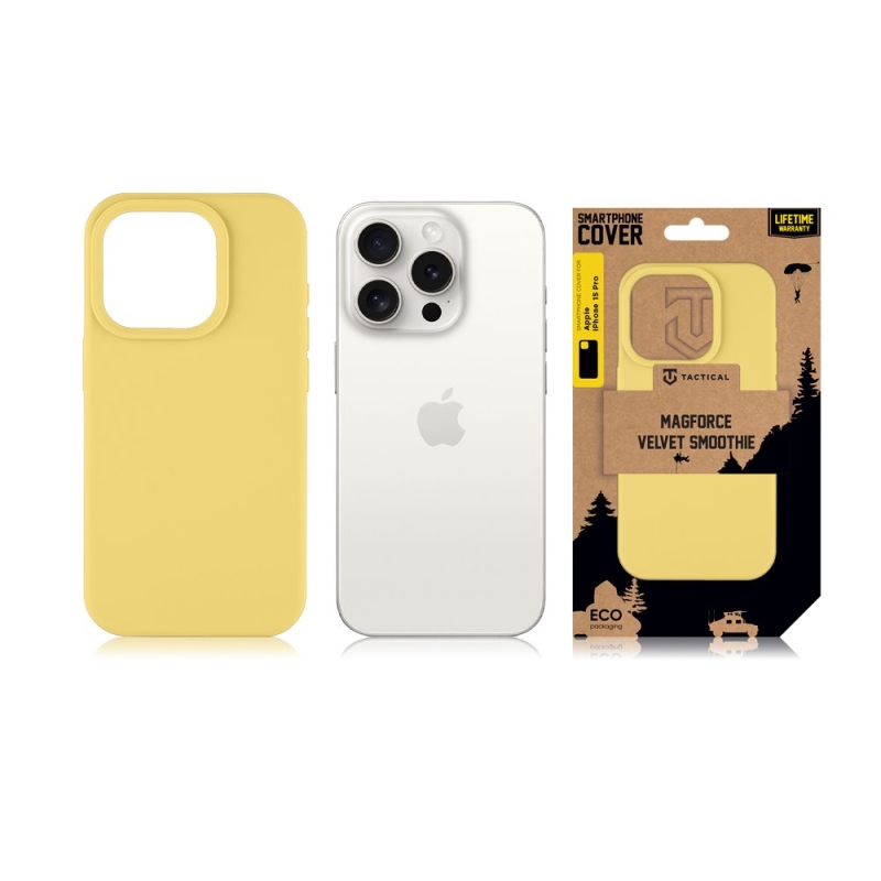 Taktikai MagForce bársony Smoothie borító Apple iPhone 15 Pro banánhoz